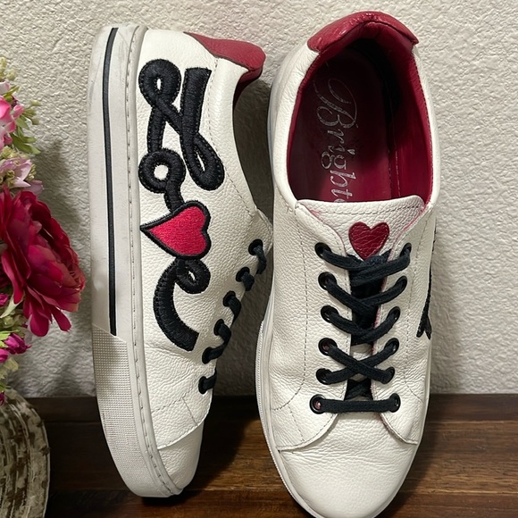 Brighton Love Me Beige Red Sneakers size 8.5 Valentines - Picture 3 of 17